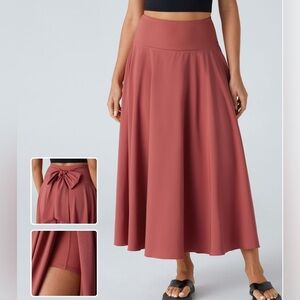 Halara High Waisted Tie Back Side Pocket 2-in-1 Flowy Quick Dry Midi Skirt XL